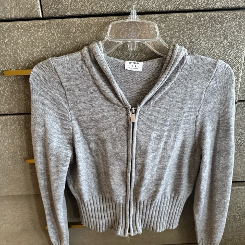 Cotton On Light Gray Zip Up Cardigan